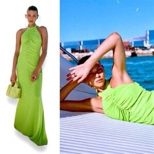 NWT Staud Floor Length Green Halter Dresses